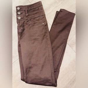 High Waisted 3 Button Skinny Jeans